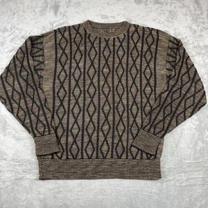 Vintage 90s era Textured Sweater Size XL Cotton Coogie‎ Style Black Tan
